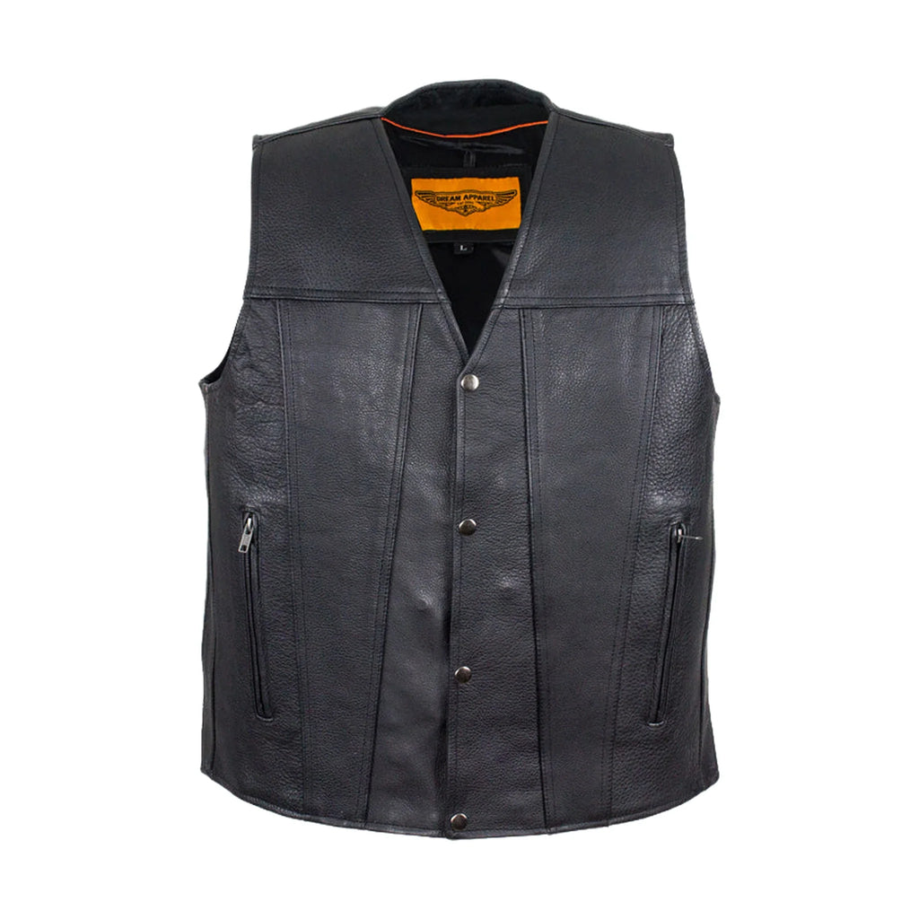 Mens Classic Motorcycle Club Vest With Gun Pockets
