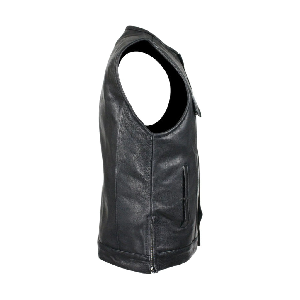 Dream Apparel Split Cowhide Leather Vest With Conceal Carry Pockets