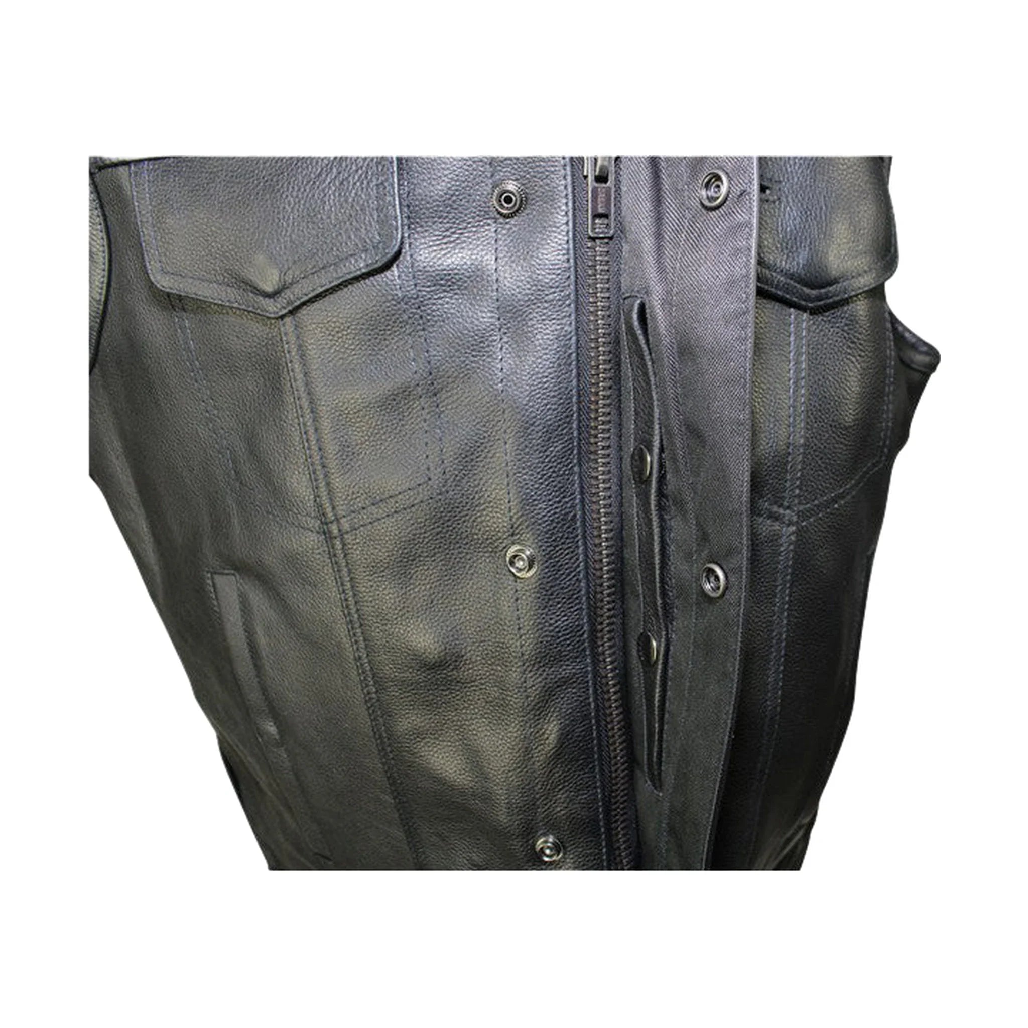 Dream Apparel Split Cowhide Leather Vest With Conceal Carry Pockets