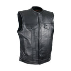 Split Cowhide Leather Vest Dream Apparel Men's Concealed Carry Black Motorcycle