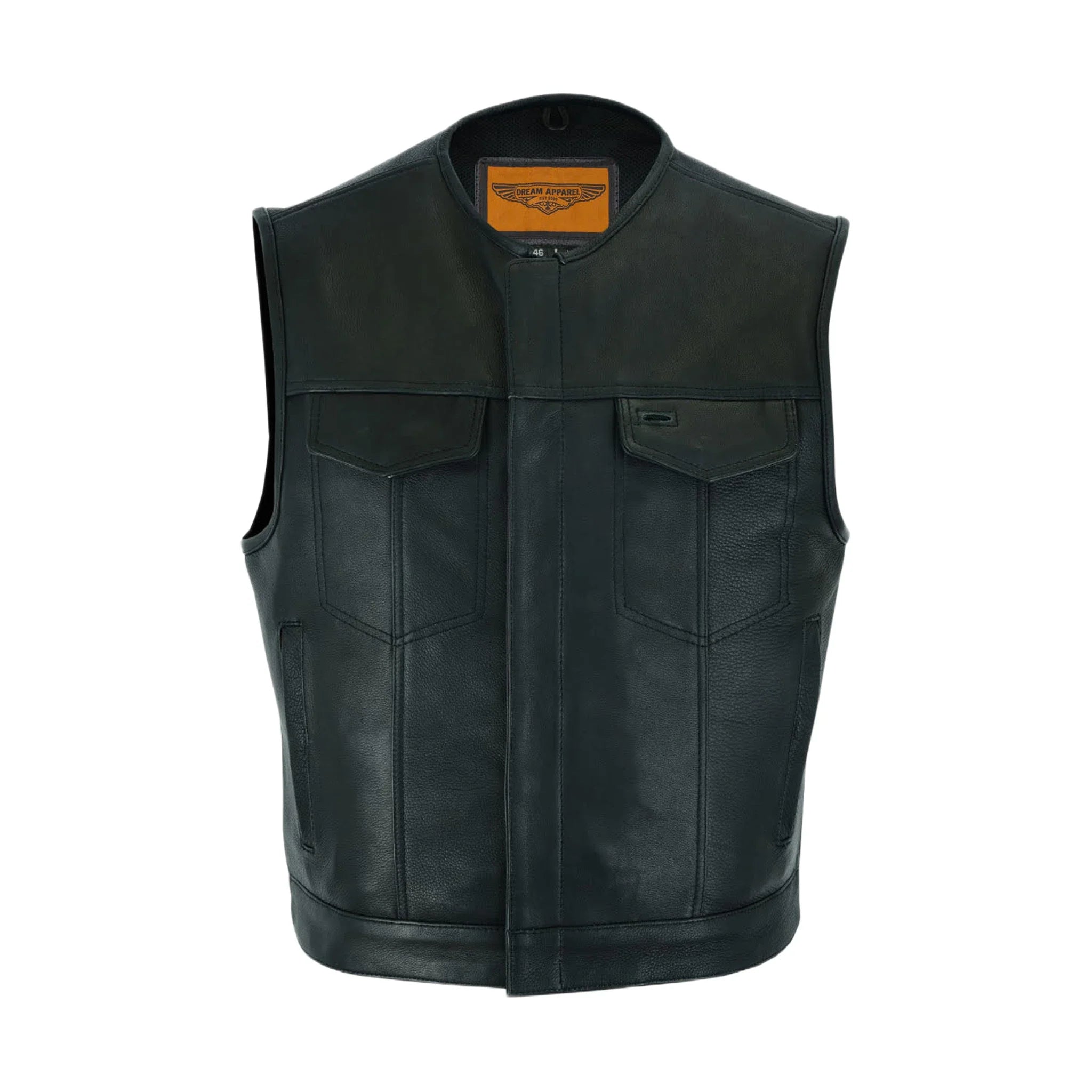 Mens Club Vest Low Cut - Mens Leather Motorcycle Club Vest® Conceal Gun Pockets