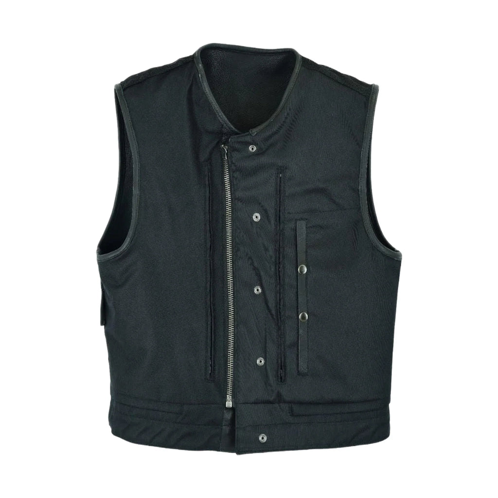 Mens Club Vest Low Cut - Mens Leather Motorcycle Club Vest® Conceal Gun Pockets
