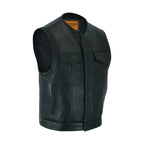 Mens Leather Motorcycle Club Vest Dream Apparel Low Cut Concealed Gun Pockets