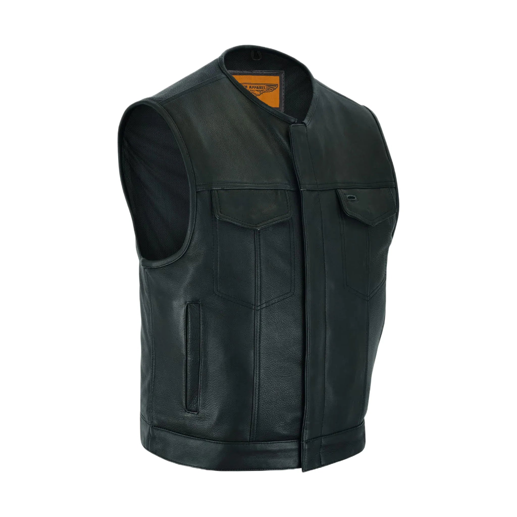 Mens Leather Motorcycle Club Vest Dream Apparel Low Cut Concealed Gun Pockets