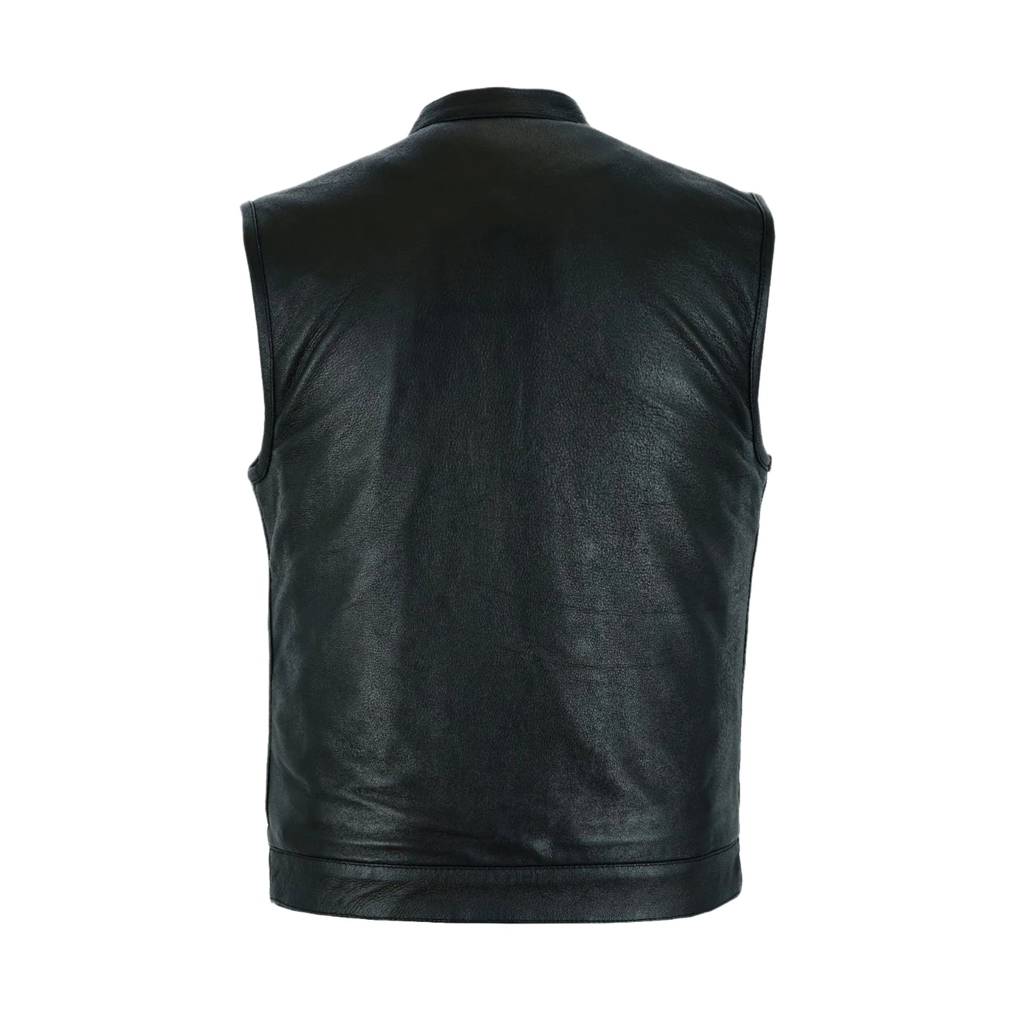 Club Vest Dream Apparel Black Leather Gun Pockets Front Zipper Concealed Snaps