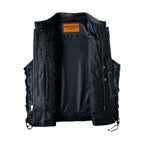 Dream Apparel® Mens Motorcycle CLUB VEST® Side Laces Naked Cowhide Leather, Concealed Gun Pockets