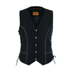Dream Apparel Women's Black Denim Vest Conceal Carry Pockets