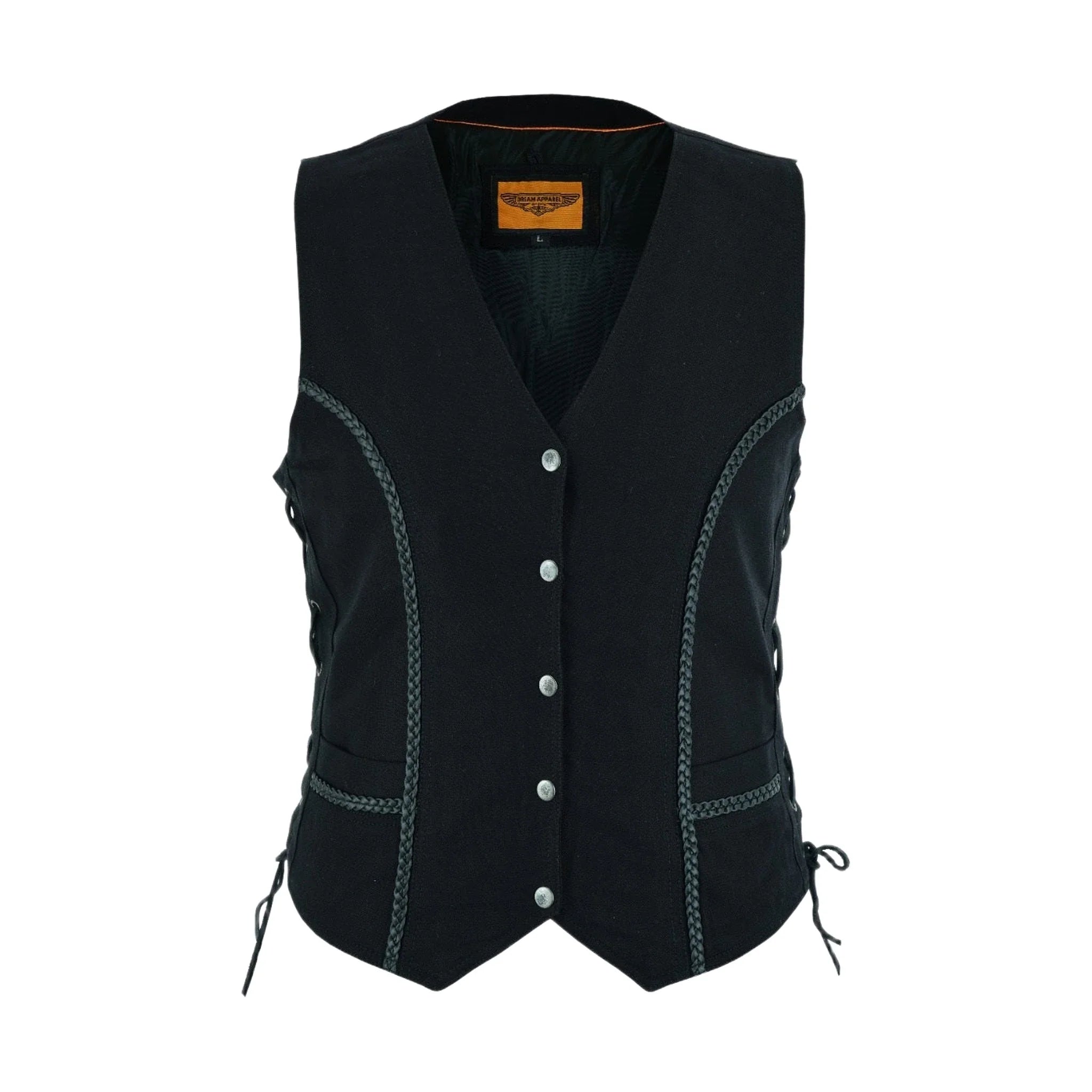 Dream Apparel Women's Black Denim Vest Conceal Carry Pockets