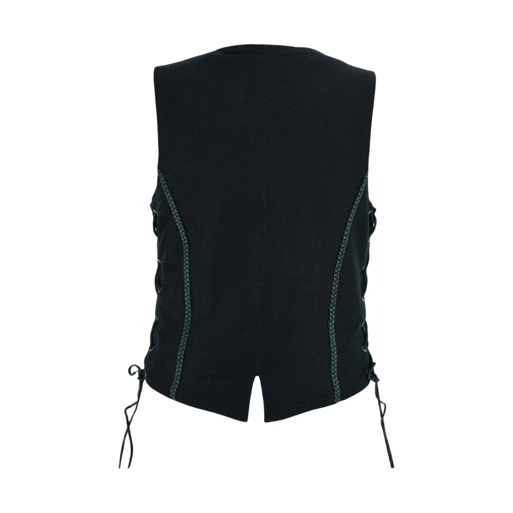 Dream Apparel Women's Black Denim Vest Conceal Carry Pockets