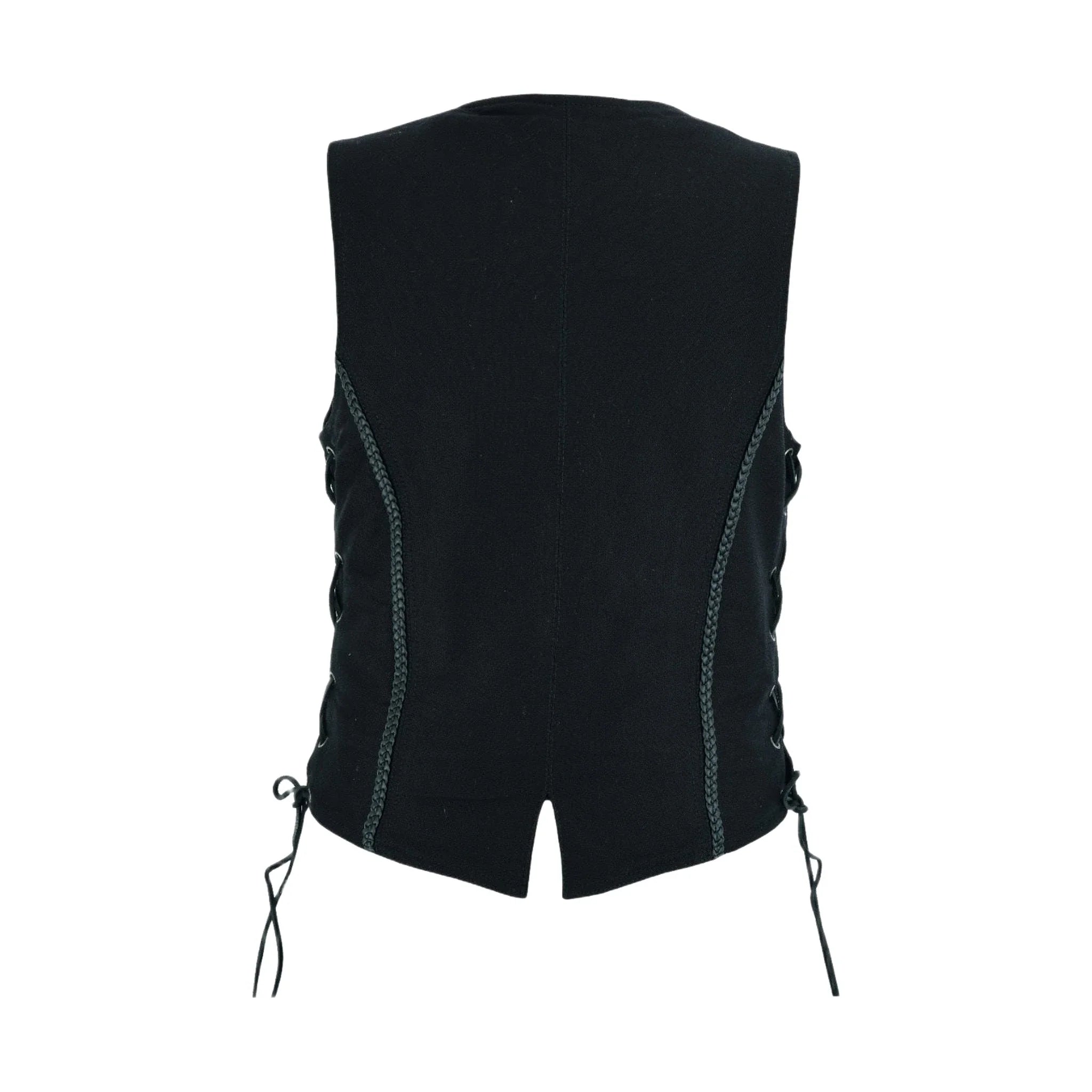 Dream Apparel Women's Black Denim Vest Conceal Carry Pockets