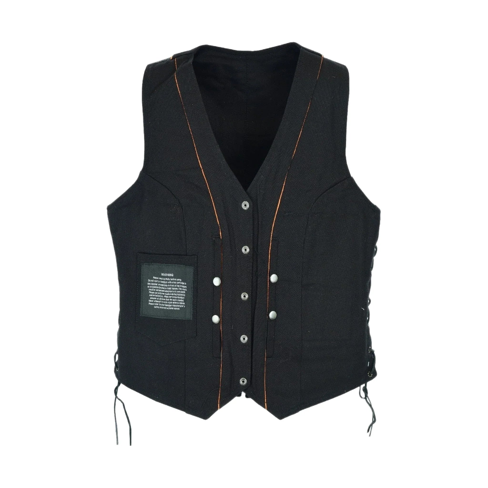 Dream Apparel Women's Black Denim Vest Conceal Carry Pockets
