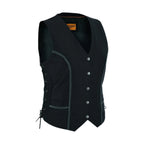 Dream Apparel Women's Black Denim Vest Conceal Carry Pockets