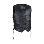 Ladies Cowhide Leather Club Vest with Conceal Carry Gun Pockets Side Laces