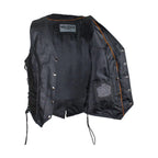 Ladies Cowhide Leather Club Vest Conceal Carry Pockets Side Laces