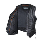 Ladies Cowhide Leather Club Vest Conceal Carry Pockets Side Laces