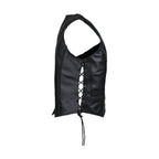 Ladies Cowhide Leather Club Vest Conceal Carry Pockets Side Laces