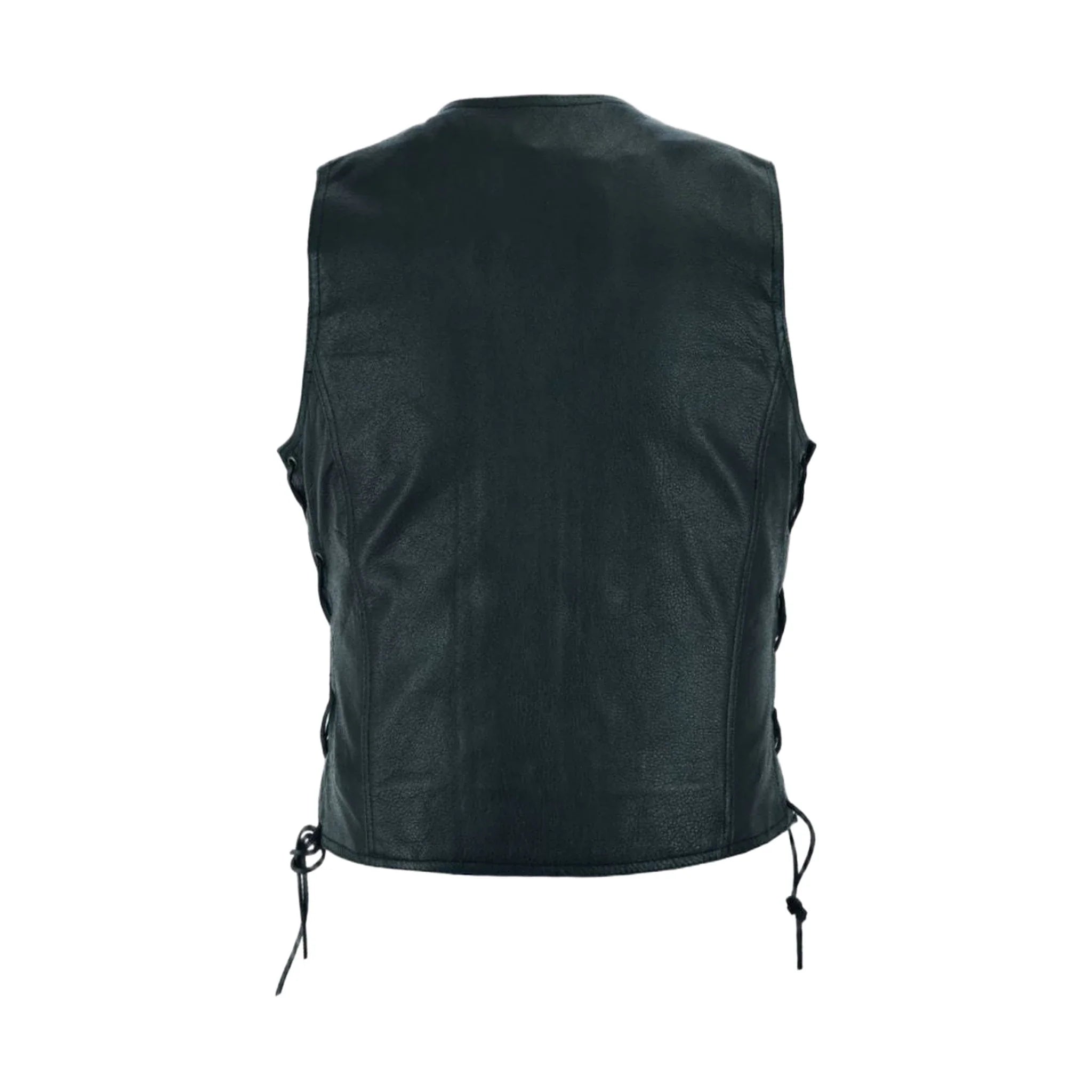 Dream Apparel Women Cowhide Leather Motorcycle 7 Pockets Vest Concealed Carry Pockets Side Laces