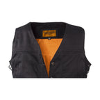 Womens Black Denim Motorcycle Vest With Side Laces