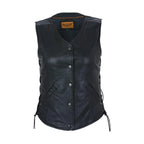 Womens Leather Vest With Gun Pockets & Side Laces