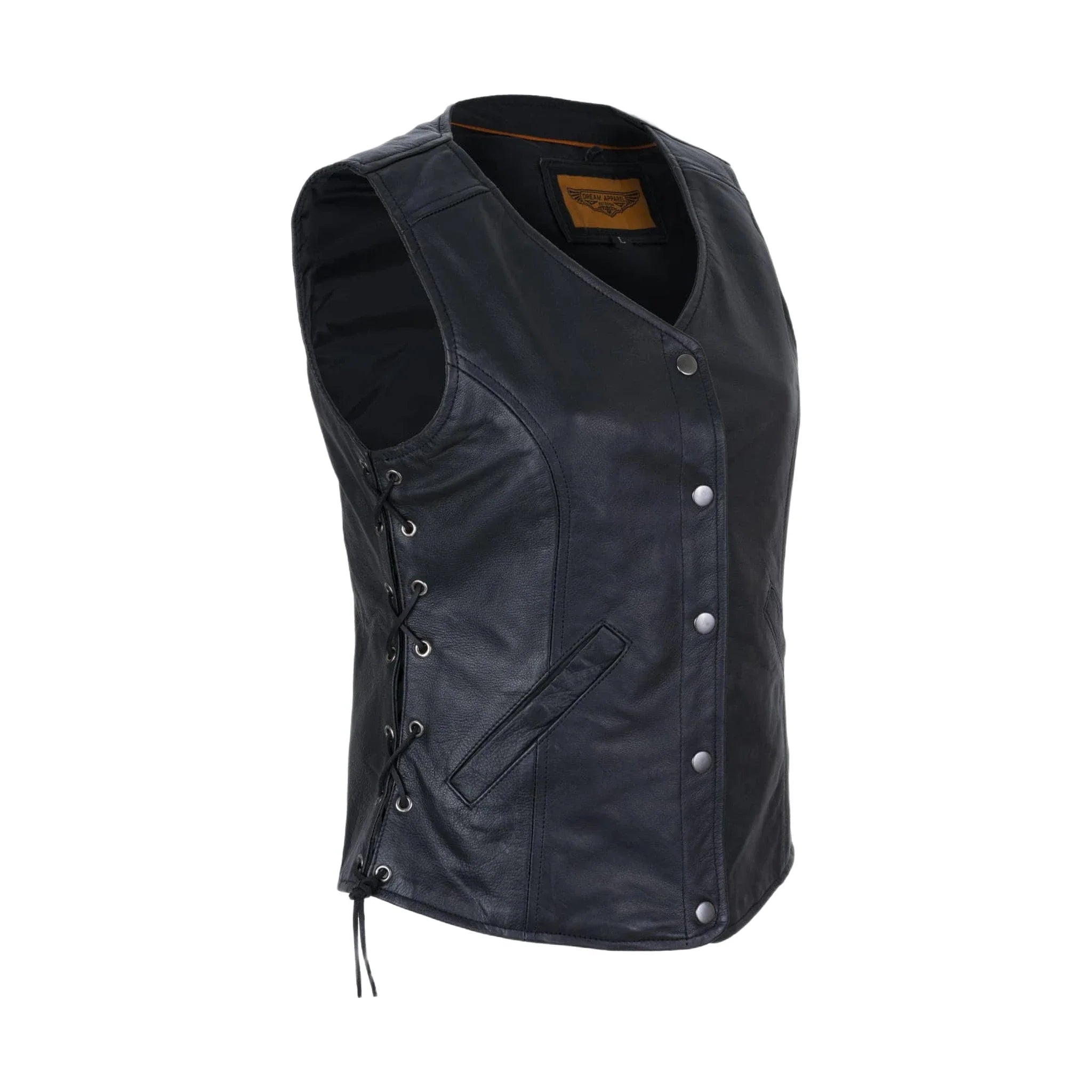 Womens Leather Vest Concealed Carry Split Cowhide Side Laces Adjustable Fit