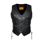 Leather naked Cowhide Vest for Ladies W/ Laces