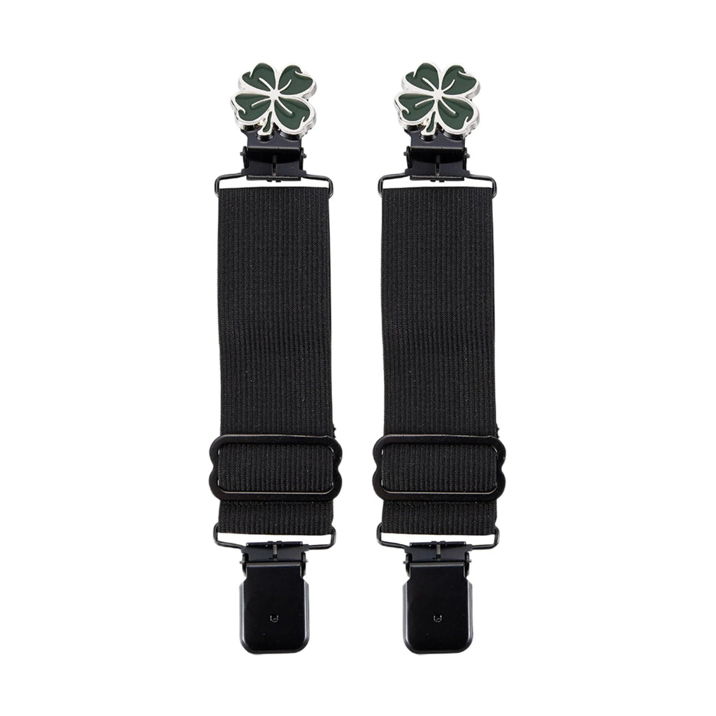 4-Leaf Clover Black Alligator Boot Clips Durable Elastic Bands for Bikers