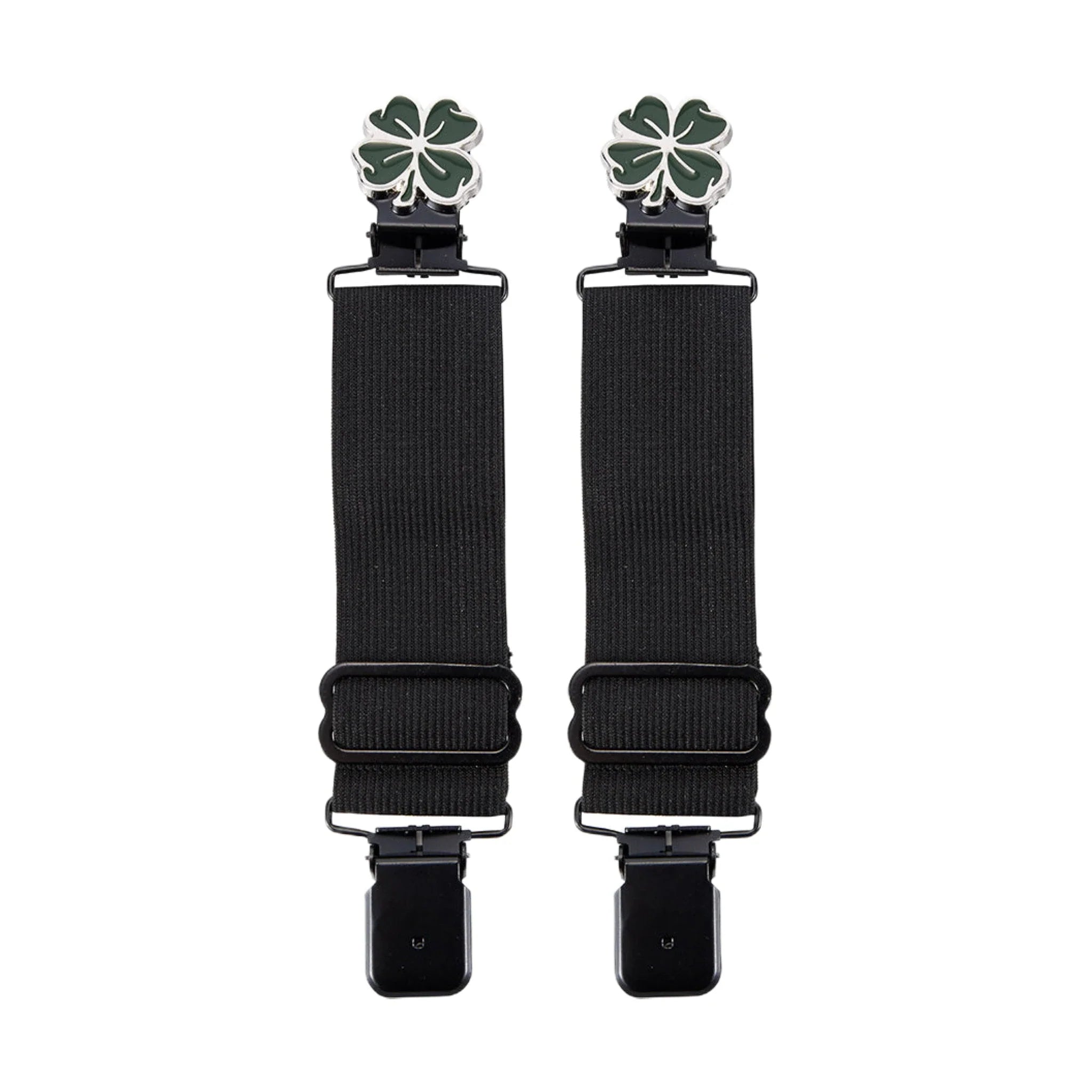4-Leaf Clover Black Alligator Boot Clips Durable Elastic Bands for Bikers