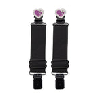 Alligator Boot Clips Purple Chrome Heart Rose Design Durable Elastic Bands