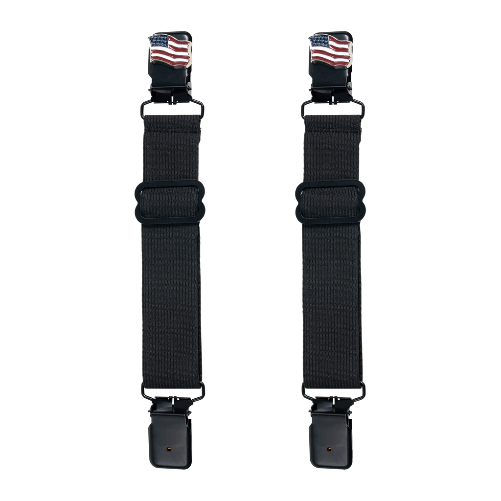 American Flag Alligator Boot Clips Dream Apparel Black Steel Durable Elastic