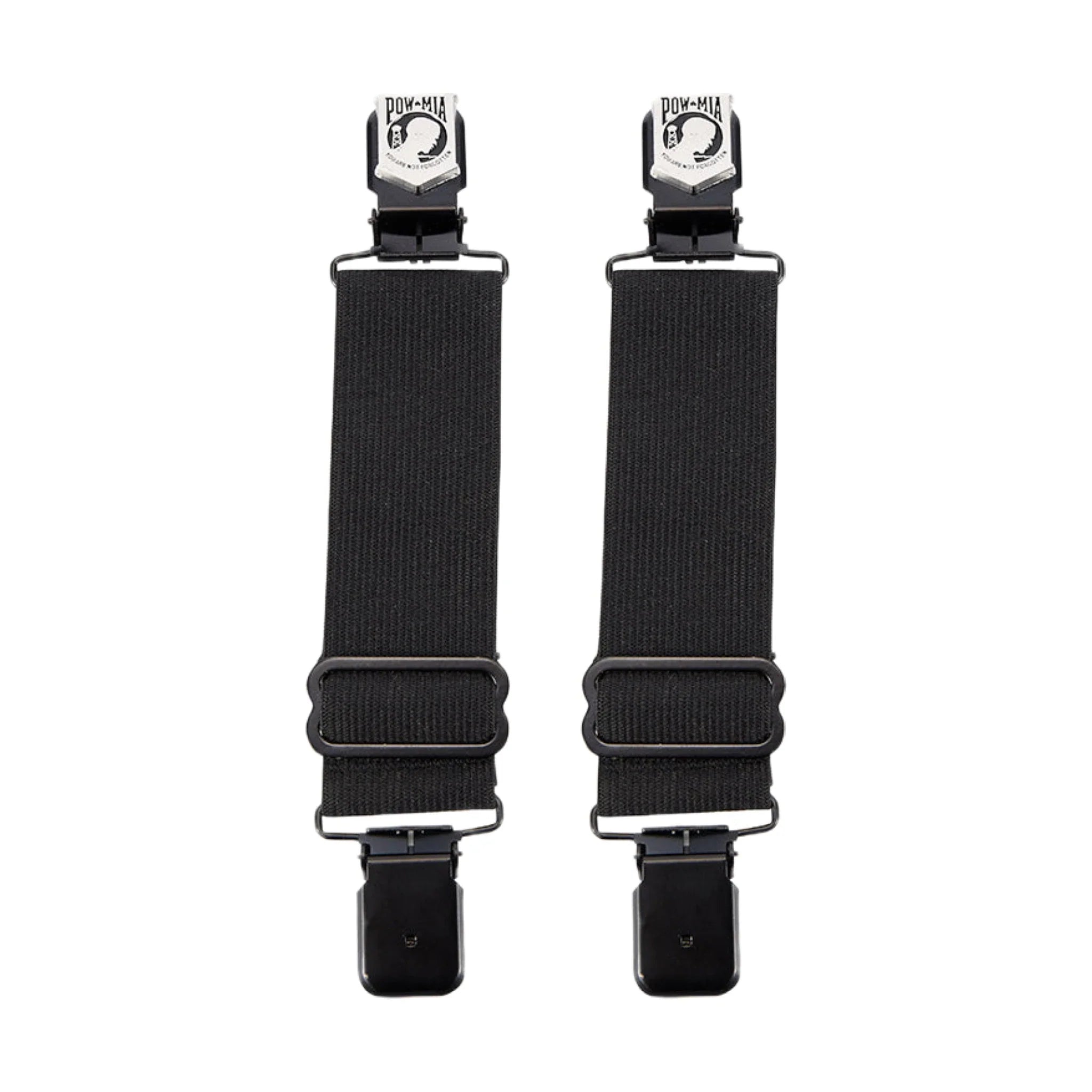 POW MIA Alligator Boot Clips with Elastic Band Black Steel Durable Biker Gear