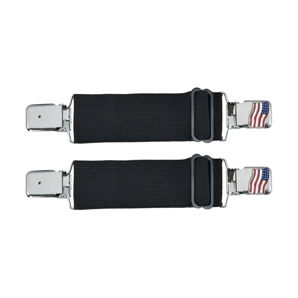 USA Flag Boot Clips Dream Apparel Silver Steel Clips Adjustable Elastic Bands