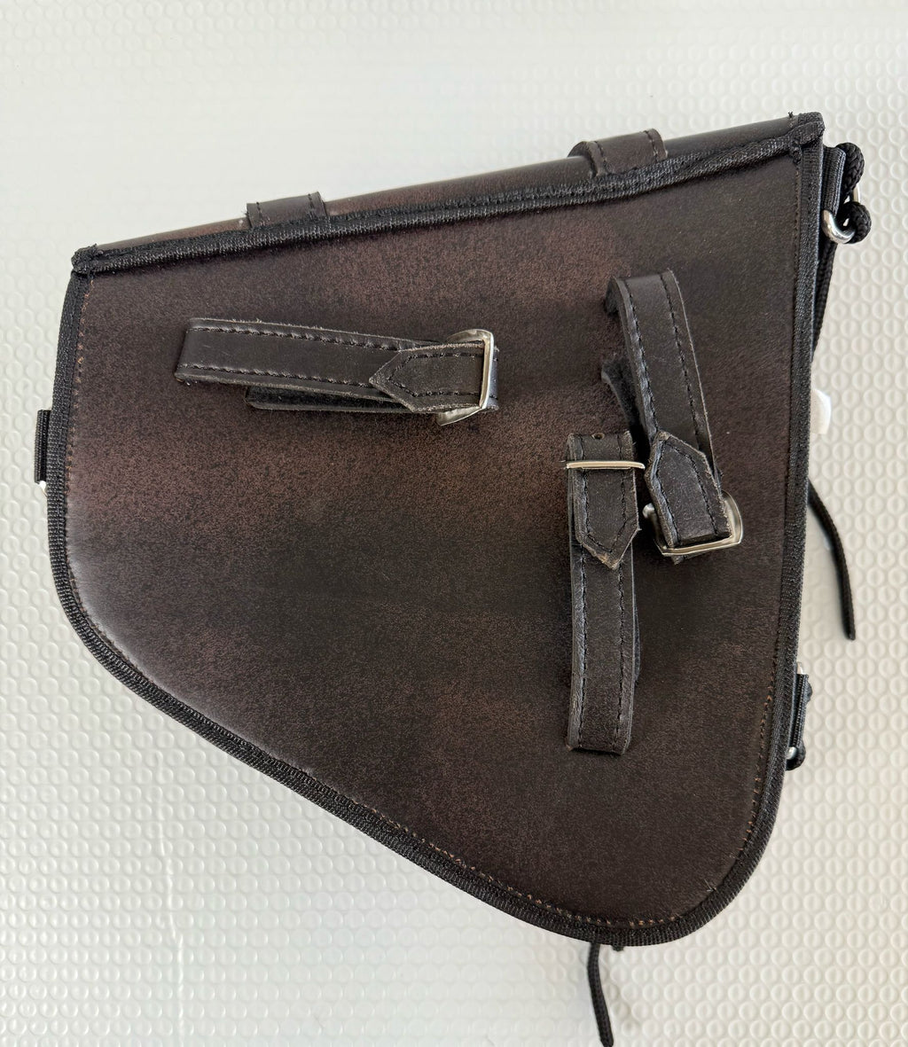 Left Side Solo Swing Arm Bag Genuine Distressed Brown Leather Fits Softail Sportster Chopper