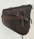 Left Side Solo Swing Arm Bag Genuine Distressed Brown Leather Fits Softail Sportster Chopper