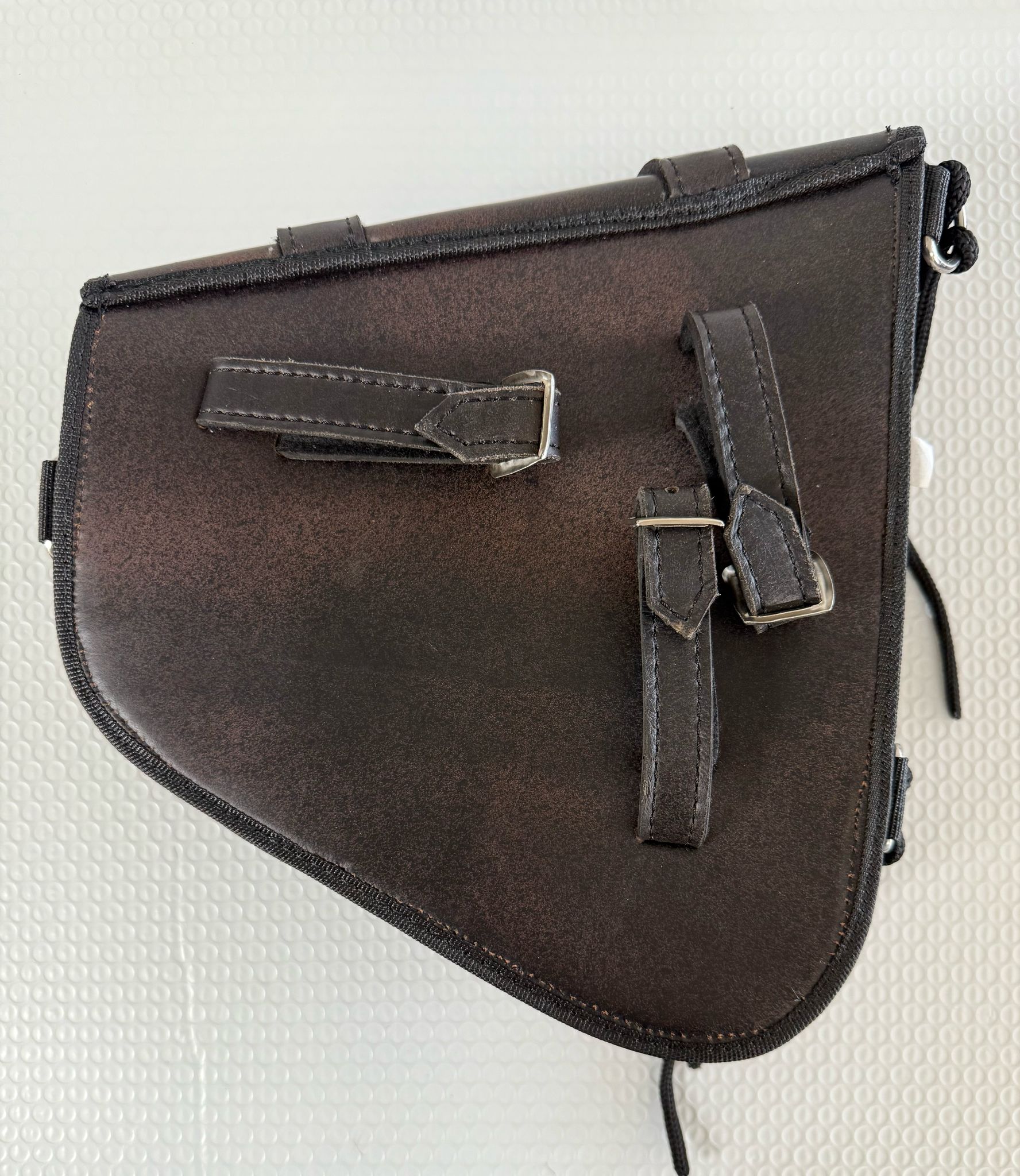 Left Side Solo Swing Arm Bag Genuine Distressed Brown Leather Fits Softail Sportster Chopper