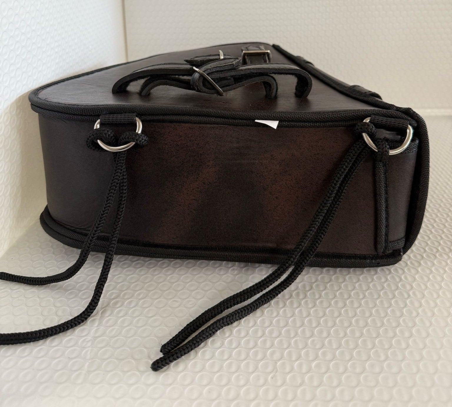 Left Side Solo Swing Arm Bag Genuine Distressed Brown Leather Fits Softail Sportster Chopper