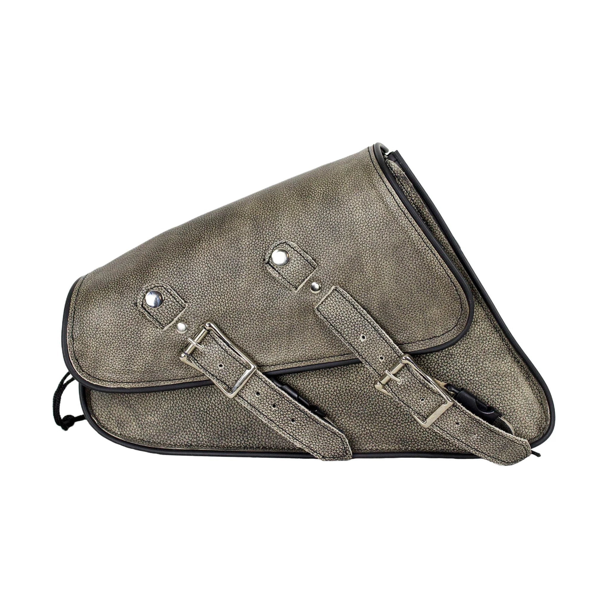 Distressed Brown Leather Swing Arm Bag - Right Side