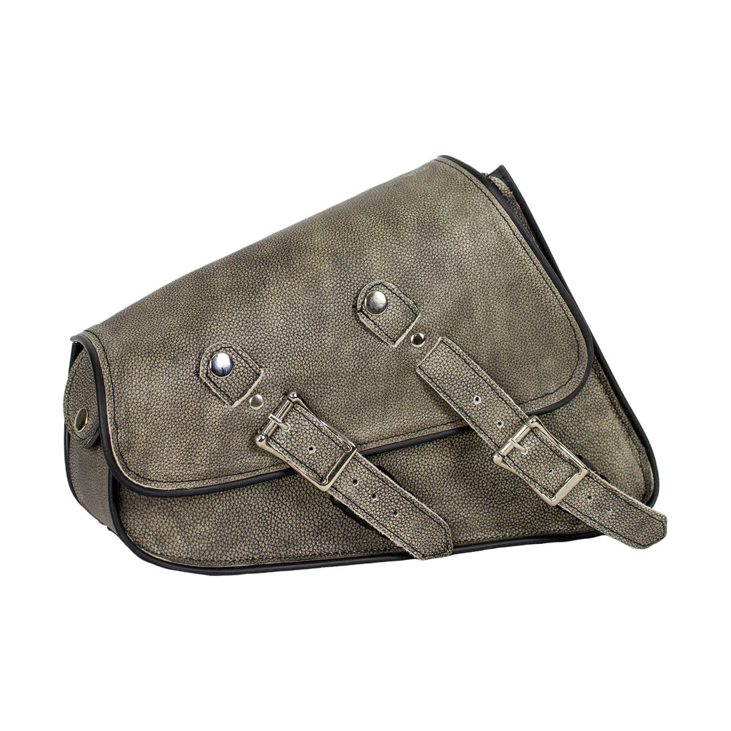 Distressed Brown Leather Swing Arm Bag - Right Side