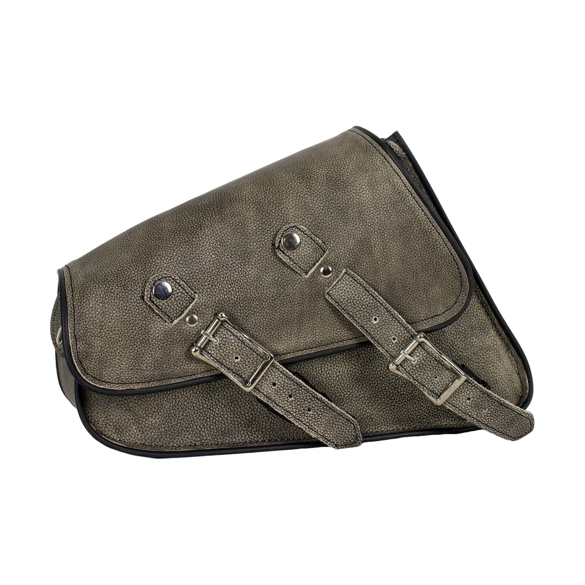 Distressed Brown Leather Swing Arm Bag - Right Side
