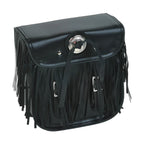 Leather Motorcycle Sissy Bar Bag With Fringes, & Concho