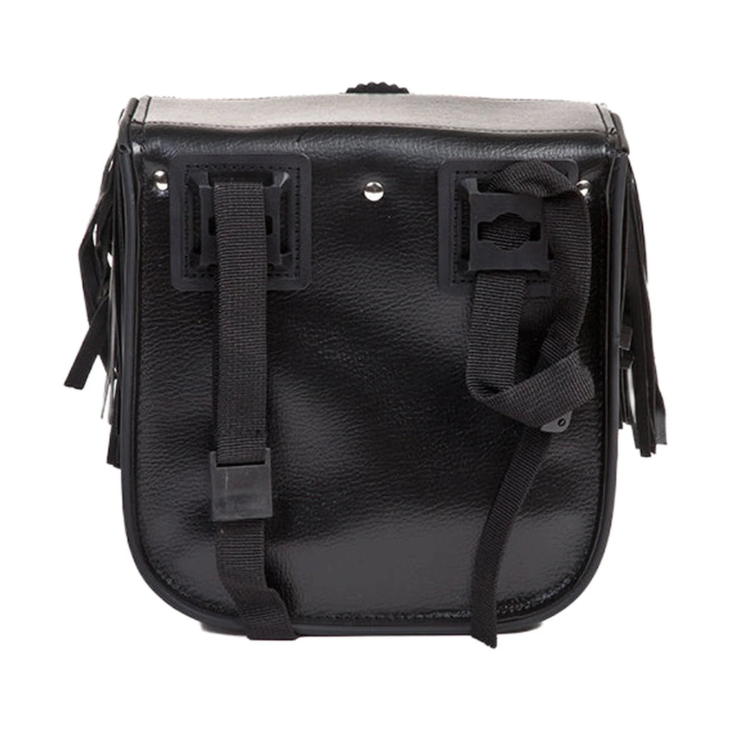 Leather Motorcycle Sissy Bar Bag With Fringes, & Concho