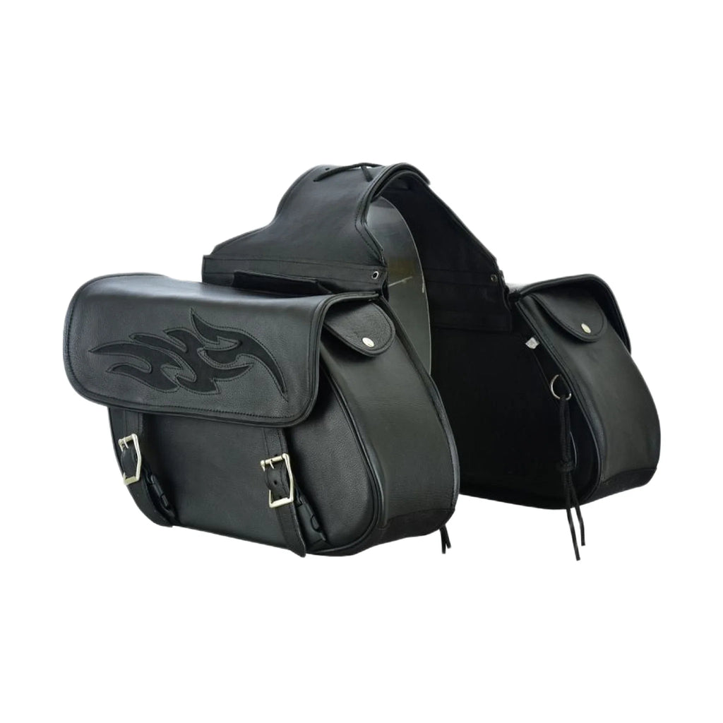 Genuine Naked Leather Concealed Carry Saddlebag Flame Design 14x6x10 Waterproof