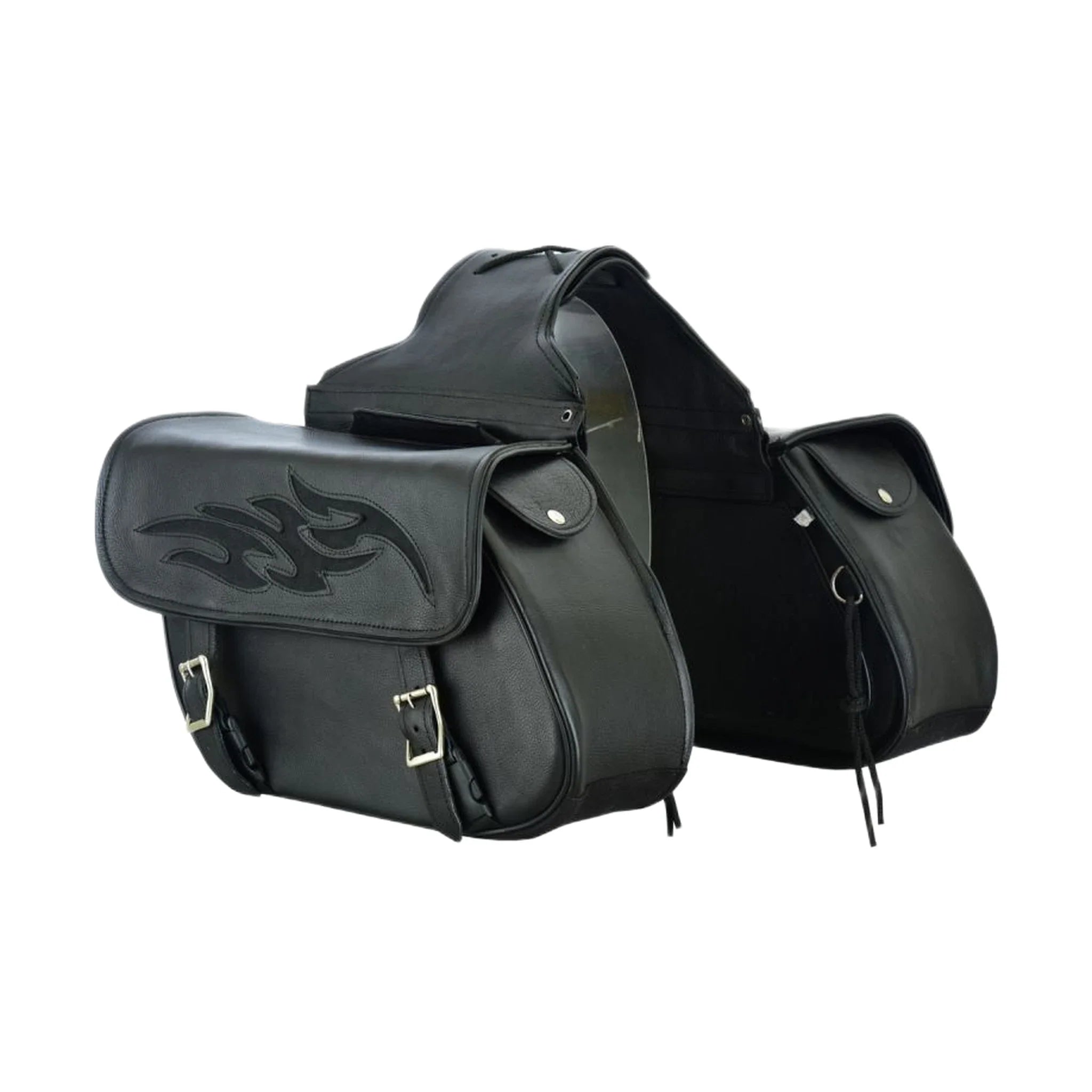 Genuine Naked Leather Concealed Carry Saddlebag Flame Design 14x6x10 Waterproof