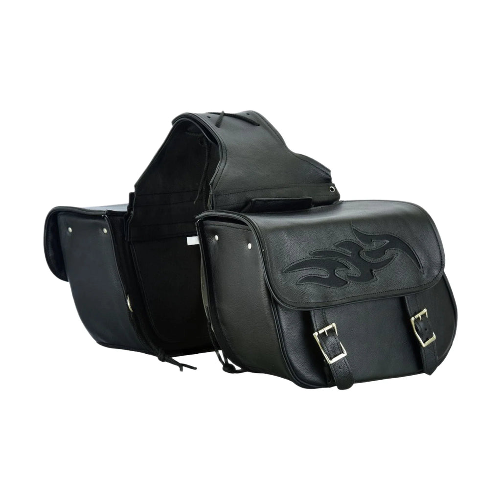 Genuine Naked Leather Concealed Carry Saddlebag Flame Design 14x6x10 Waterproof