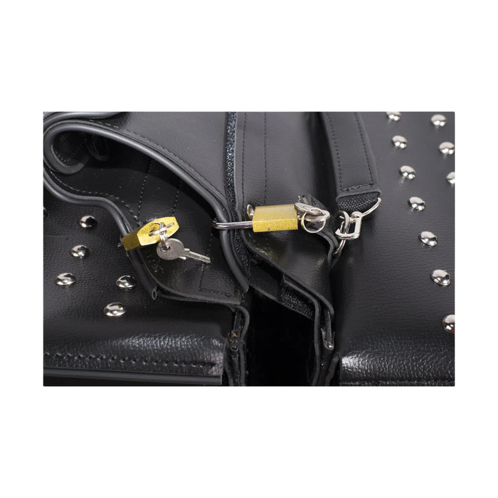 PVC Motorcycle Saddlebag Universal Fitting Waterproof Heavy Duty Studs Lock