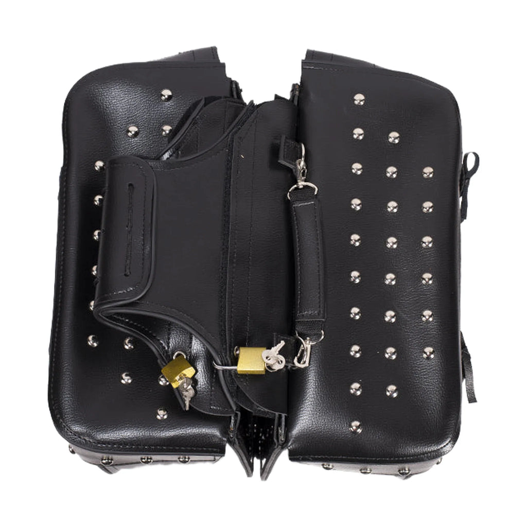 PVC Motorcycle Saddlebag Universal Fitting Waterproof Heavy Duty Studs Lock