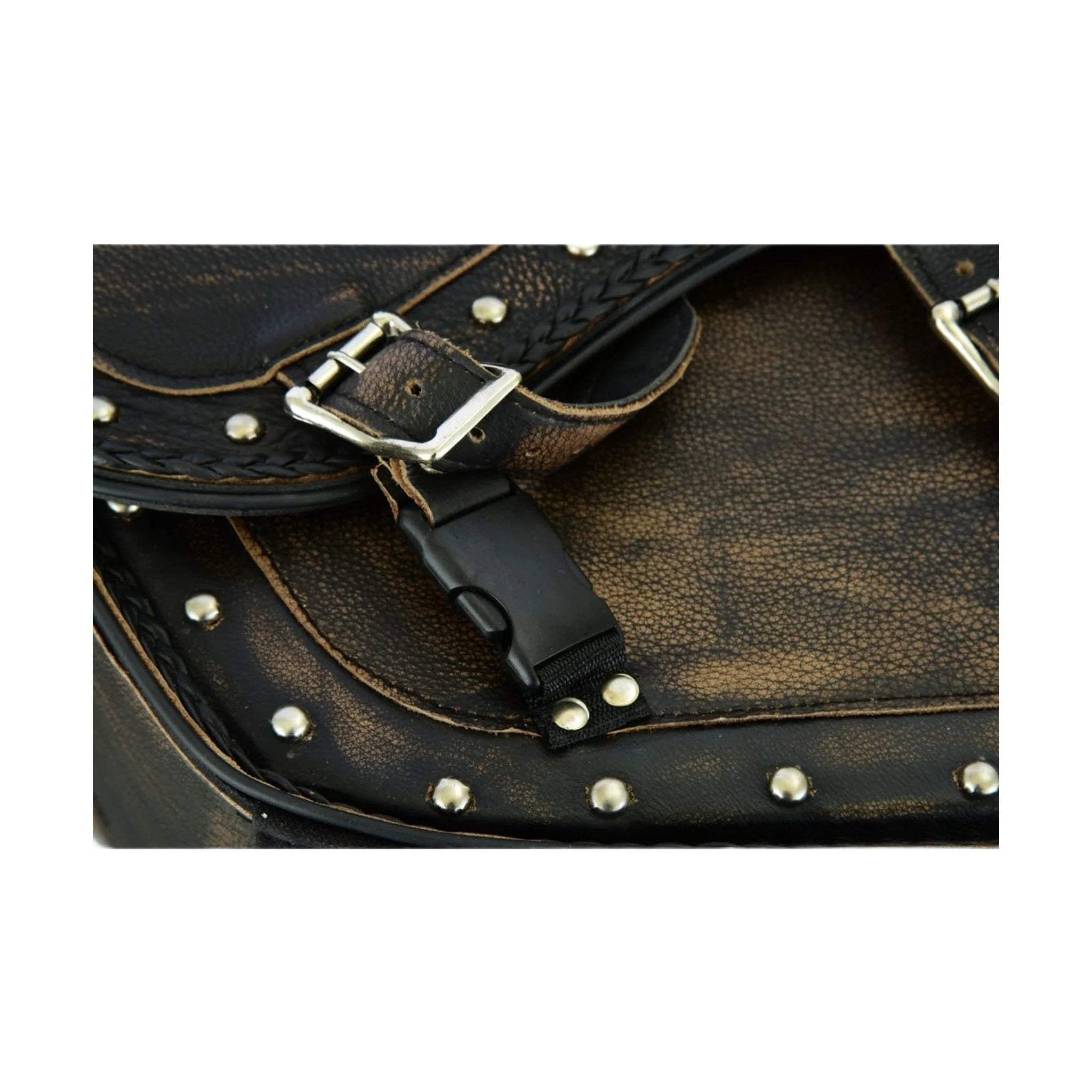 Genuine Distressed Brown Naked Leather Concealed Carry Motorcycle Saddlebag 13x10 Inch