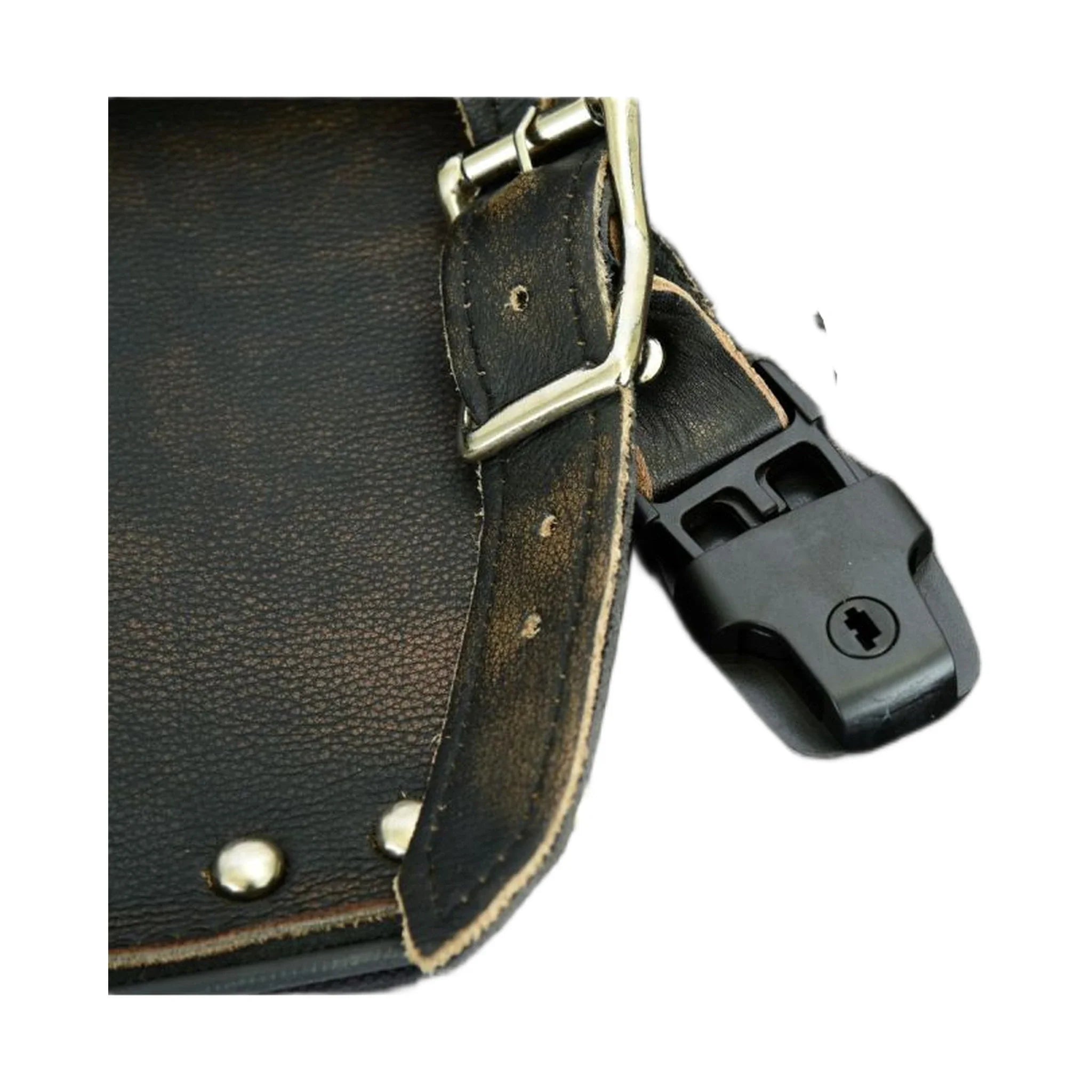 Genuine Distressed Brown Naked Cowhide Leather Motorcycle Saddlebag Waterproof 15x7x10