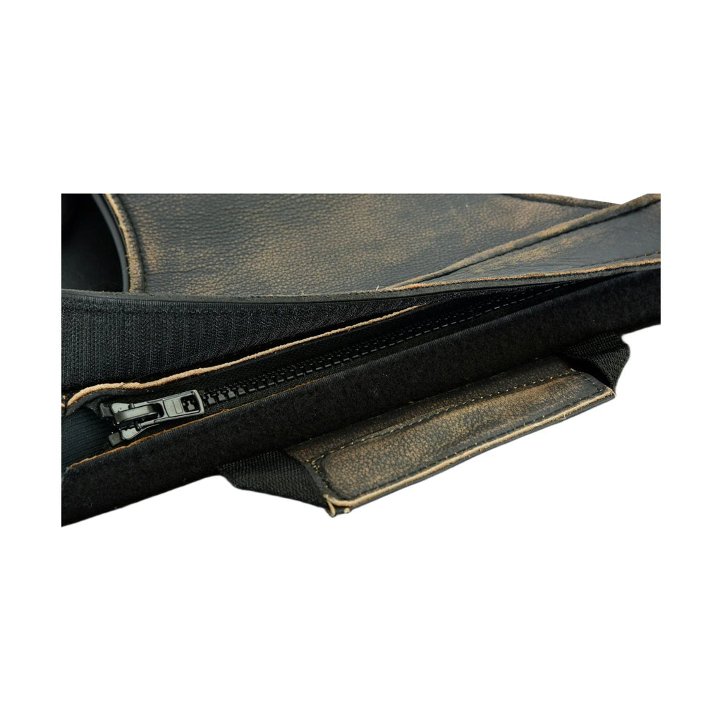 Genuine Distressed Brown Naked Cowhide Leather Motorcycle Saddlebag Waterproof 15x7x10