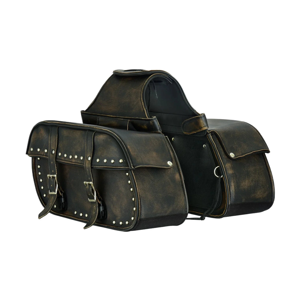Dream Apparel Genuine Distressed Brown Naked Cowhide Leather Concealed Carry Saddlebag