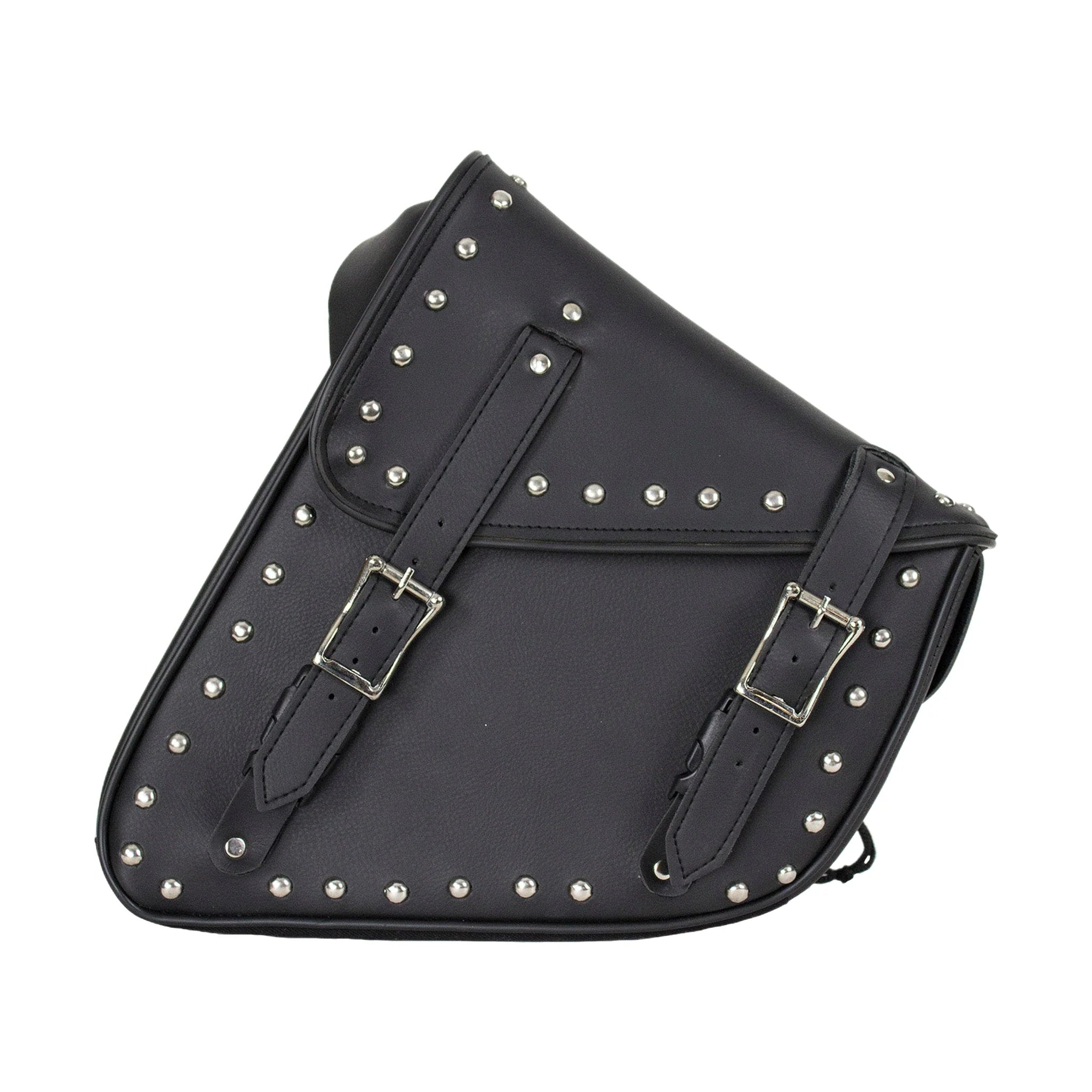 Studded Black PVC Solo Swing Arm Bag - Left Side